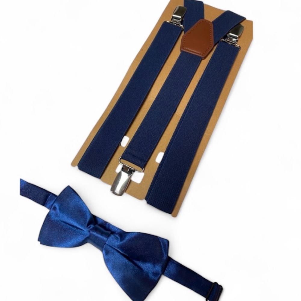 Blue Suspenders And Bow Tie Set